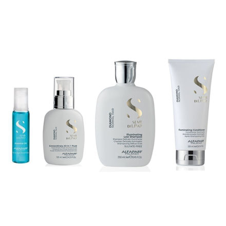 Imagen de Pack Alfaparf Diamond Iluminating Sh + Aco +Fluido + Ampolla