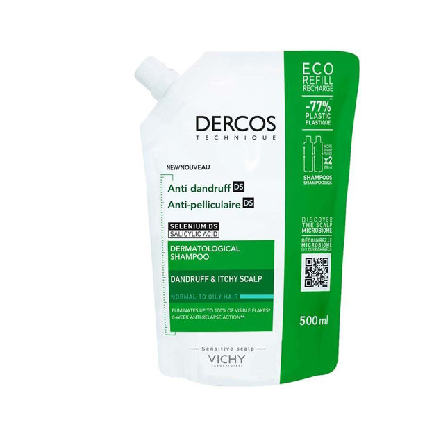 Imagen de Recarga Shampoo Dercos Vichy Anticaspa Cabello Graso 500 ml