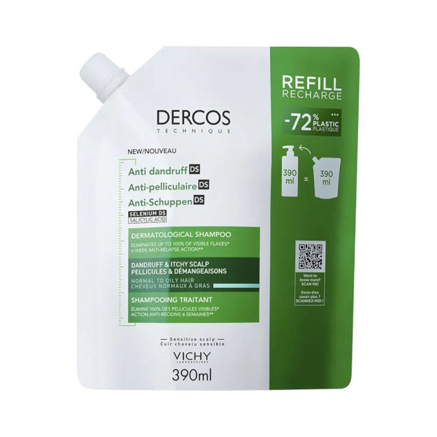 Imagen de Recarga Shampoo Dercos Vichy Anticaspa Cabello Graso 390 ml